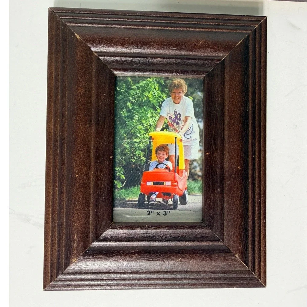 Melannco Wood Picture Frame Set 3x5 2x3 Brown Traditional Home Decor 3 Piece Set